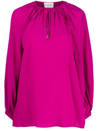 Phaeonia self-tie silk blouse - women - Silk - 40 - Pink