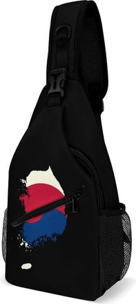 Generic Flag Map of South Korea Mens Crossbody Chest Sling Bag for Travel Hiking Lightweight Shoulder Bags with Small Side