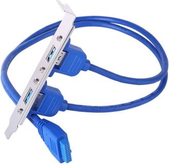 OEM Cable Adaptador Pcie A Usb 3.0 - Conector Madre 20 Pines - Para Instalacion Trasera De Gabinete Pc - 20 Cm - Azul