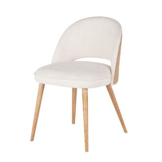 Maisons du monde Silla beige de tela con patas de madera de fresno