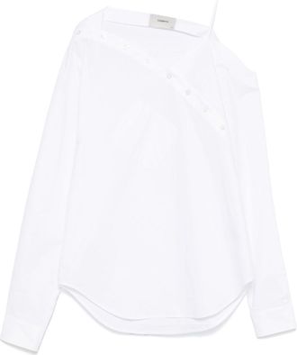Coperni Asymmetrical White Top With Off-Center Button