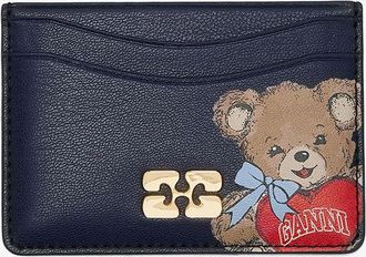 Ganni Black Bou Card Holder with Bear