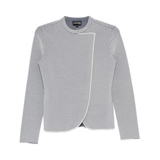Emporio Armani Blouses, female, Gray, Size: XS Striped Blazer Jacket