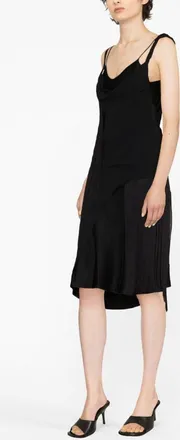 Victoria Beckham Asymmetric Fringe Dress - Black