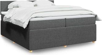 vidaXL Vidaxl - Cama Box Spring Con Colch&oacute;n Tela Gris Oscuro 200x200 Cm