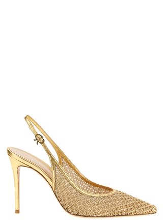 Gianvito Rossi Gold Fabric High Heel Womens Pumps