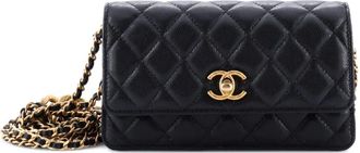 Chanel Borsa a spalla CC piccola in pelle Caviar trapuntata con catena mista - Nero