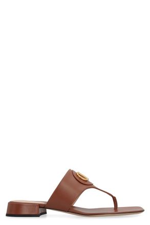 Valentino Garavani Brown Solid VLogo Sandals
