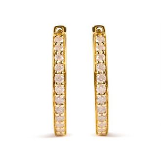 House of Brilliance 10K Yellow Gold 1/2 Ct RoundDiamond Hoop Earrings at Nordstrom