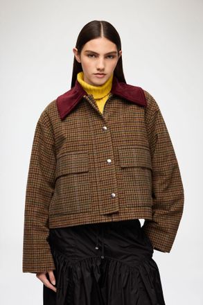 Ganni Mixed Jacket in Check Twill