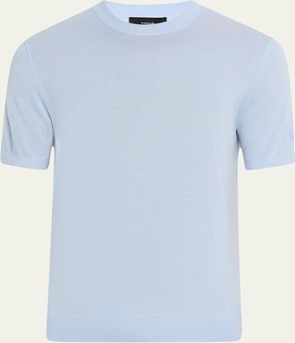 Vince Mens Featherweight Wool-Cashmere Short-Sleeve Crewneck Sweater