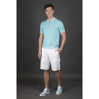 Moorer MenS Light Blue Zip Collar Sweater, Size 50