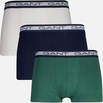 GANT Mens 3-Pack Striped Waistband Boxer Trunks, Navy/White/Green - Size: 32/30/31