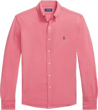 Polo Ralph Lauren Featherweight Mesh Long Sleeve Shirt - Heren - Casual Overhemden - Rood - M - Katoen - Overhemden