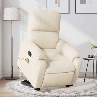 vidaXL Vidaxl - Sill&oacute;n Masaje El&eacute;ctrico Reclinable Elevable Tela Beige