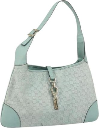 Gucci Pre-owned Shoulder Bags, female, Blue, Size: ONE SIZE Pre-owned Vintage Suede Shoulder Bag