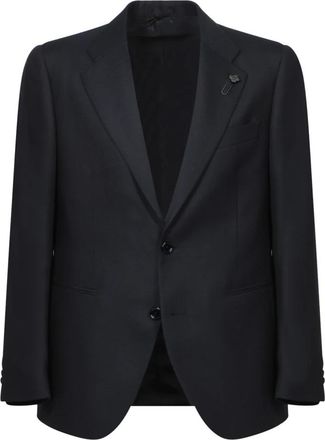 Lardini Tweeknoopswollen jas - Heren - Business blazers - Blauw - S - Wol - Kostuums