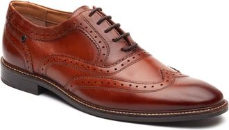 Base London Clarence Brogue Leather Mens Burnt Tan Brogues Shoes - Size UK 12
