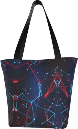 AOOEDM Tote Bag Digital World Blockchain Shopping Bags Small Reusable Market Bag Beach Tote Bags Travel Totes