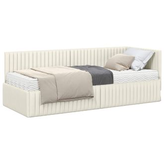 vidaXL Estructura De Cama Esquina Con Colch&oacute;n 2 Uds. Crema 80 X 200 Cm Vidaxl