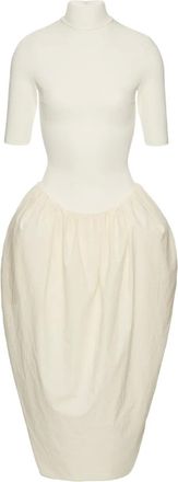 Magda Butrym high-neck asymmetric dress - women - Cotton/Viscose/Polyamide/Elastane - 38 - Neutrals