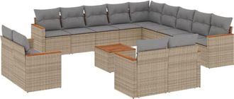 vidaXL Set Sof&aacute;s De Jard&iacute;n 14 Pzas Con Cojines Rat&aacute;n Sint&eacute;tico Beige Vidaxl