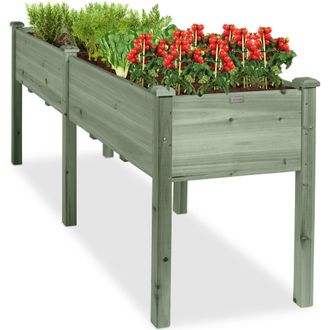 Best Choice Products 72x23x30in Raised Garden Bed, Elevated Wood Planter Box for Patio w/ Divider Panel