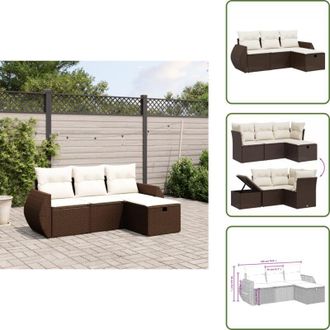 vidaXL The Living Store Set Divano da Giardino 4 pz con Cuscini Marrone in Polyrattan - Poltrona da giardino