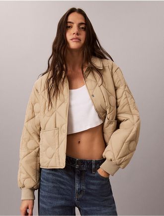 Calvin Klein Jeans Calvin Klein Womens Emblem Logo Nylon Quilted Liner Jacket - Brown - XL