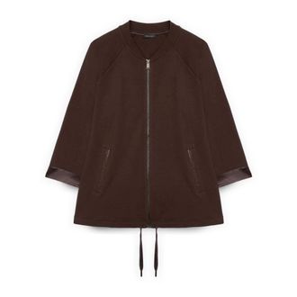 Fiorella Rubino Sweatshirt met satijn- en strassteentjesdetails - Dames - Vesten met rits - Bruin - M - Satijn - Hoodies & sweatvesten