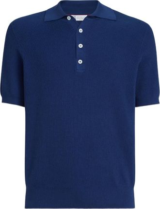 Brunello Cucinelli Poloshirt met korte mouwen en knoopsluiting - Blauw