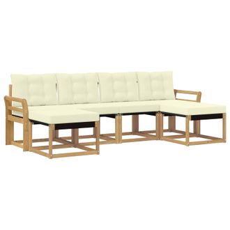 vidaXL Conjunto De Sof&aacute;s De Exterior Con Coj&iacute;n 6 Pcs Blanco Y Crema Vidaxl