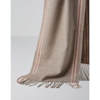 Brunello Cucinelli Mens Brown Carrot Striped Silk Scarf