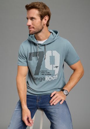 Kangaroos Kapuzenshirt KANGAROOS, Herren, Gr. 4XL, blaugr&uuml;n, Interlock, Obermaterial: 100% Baumwolle, normal, Shirts Kapuzenshirt, mit Kapuze und angesetztem B&uuml;