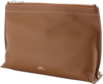 A.P.C. Womens Neige Clou Vanity Case - A.p.c. Leather Brown Cowhide Accessories Vanity-Case