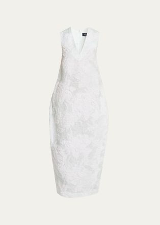 Ashlyn Lena Floral Silk-Blend Jacquard Midi Dress