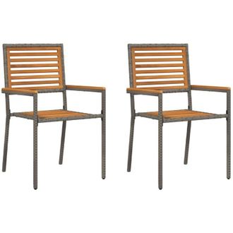 vidaXL Sillas Apilables De Jard&iacute;n 2 Pcs Marr&oacute;n, Gris Vidaxl