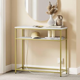 SoBuy Gold Console Table - Integrated Power Socket