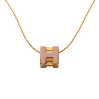 Herm&egrave;s Pre-owned Hermes Gold Plated and Enamel Cage d H Pendant Necklace Ladies OTVC37G1UXVJDC7V