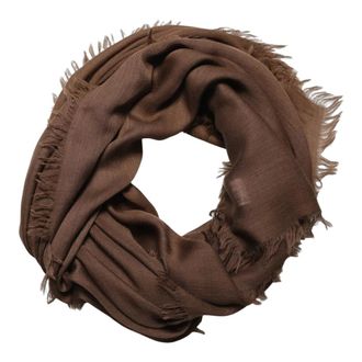 Dolce & Gabbana Stola Sciarpa in Seta e Lana con Pizzo e Frange - - Accessories - Uomo - Marrone - ONE SIZE