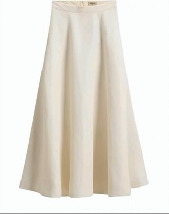 Woolrich Long Linen Blend Front Pleated Skirt