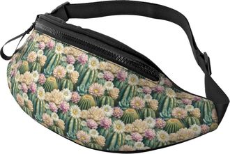 Generic Flower Cactus Print Bum Bag Waist Packs Fashion Bumbags For Travel Women Camping 14X35Cm