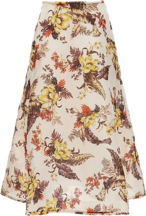 Zimmermann Matchmaker Floral Flare Rok - Dames - Midirokken - Veelkleurig - L - Linnen - Rokken