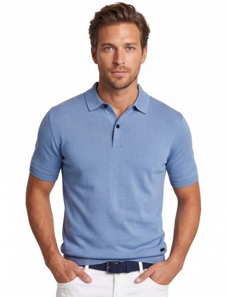Genti polo lichtblauw effen normale fit