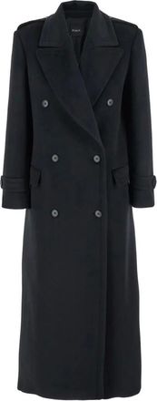 Plaîn Plain, Jassen, Dames, Zwart, XS, Wol, Double-Breasted Jas met Brede Gekartelde Revers