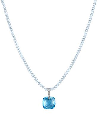 Jewelmak 14K Blue Topaz Necklace