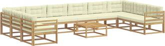 vidaXL Conjunto De Sof&aacute;s De Exterior 11 Uds. Blanco Y Crema Vidaxl