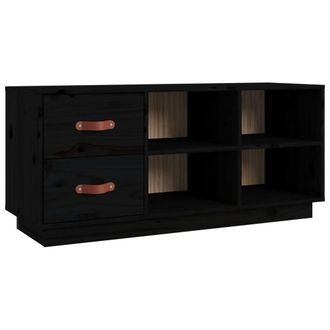 Berkfield Home Shoe Bench Black 100x34x45 cm Solid Wood Pine | Size: 100 x 34 x 45 cm