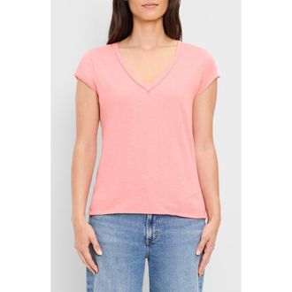 Michael Stars Baxter Raw Edge Supima Cotton T-Shirt in Coral Sherbet at Nordstrom