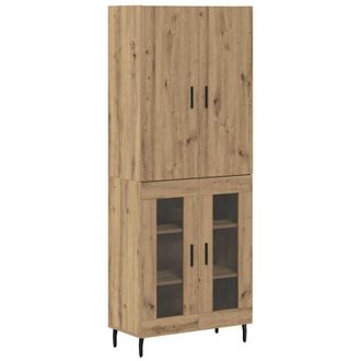 vidaXL Highboard Old Wood 69.5 x 34 x 180 cm Engineered Wood and Glass vidaXL